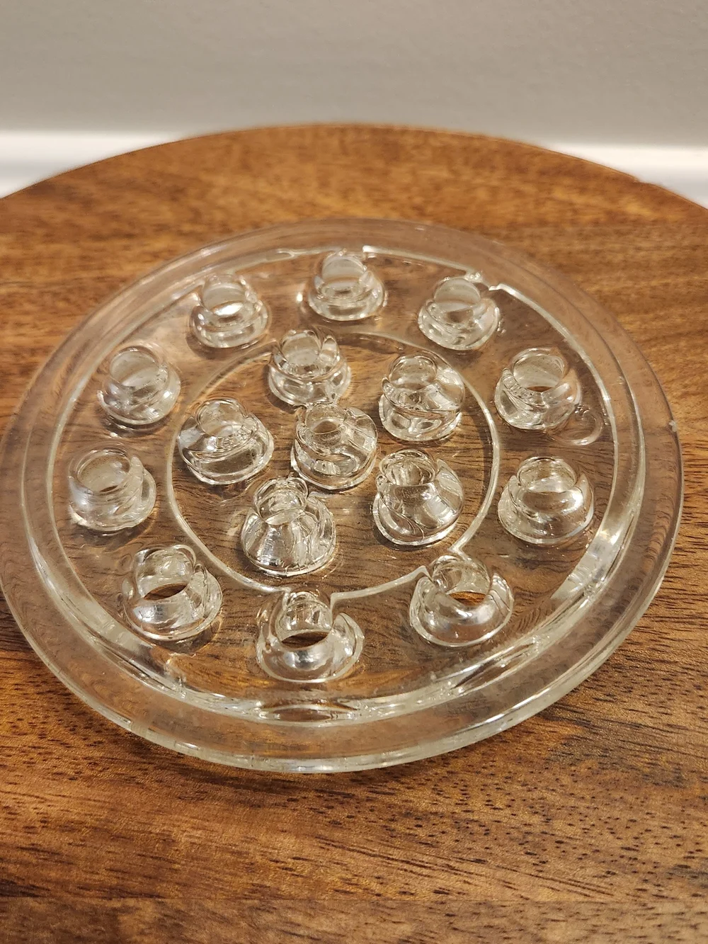 Vintage Clear Glass Flower Frog Vase Insert 16 Holes 5.25